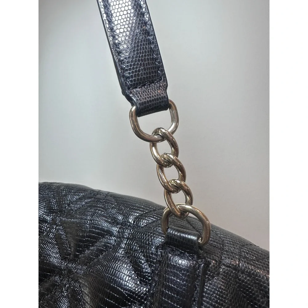 Kate Spade Satchel Womens Quilted Embossed Leather Shoulder Bag Black